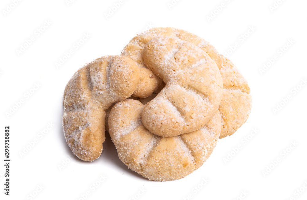sand bagels with powdered sugar isolated