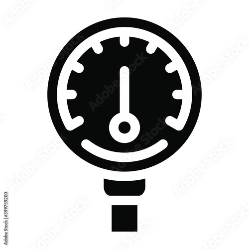 
A gauge to measure pressure or speed, pressure meter solid icon
