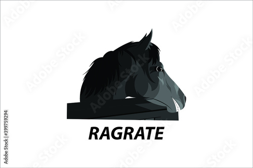 horse head logo illustrator in grayscale style