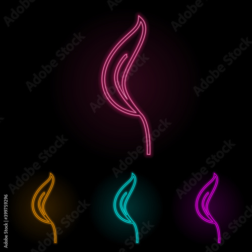 leaflet color neon set. Simple thin line, outline vector of web icons for ui and ux, website or mobile application