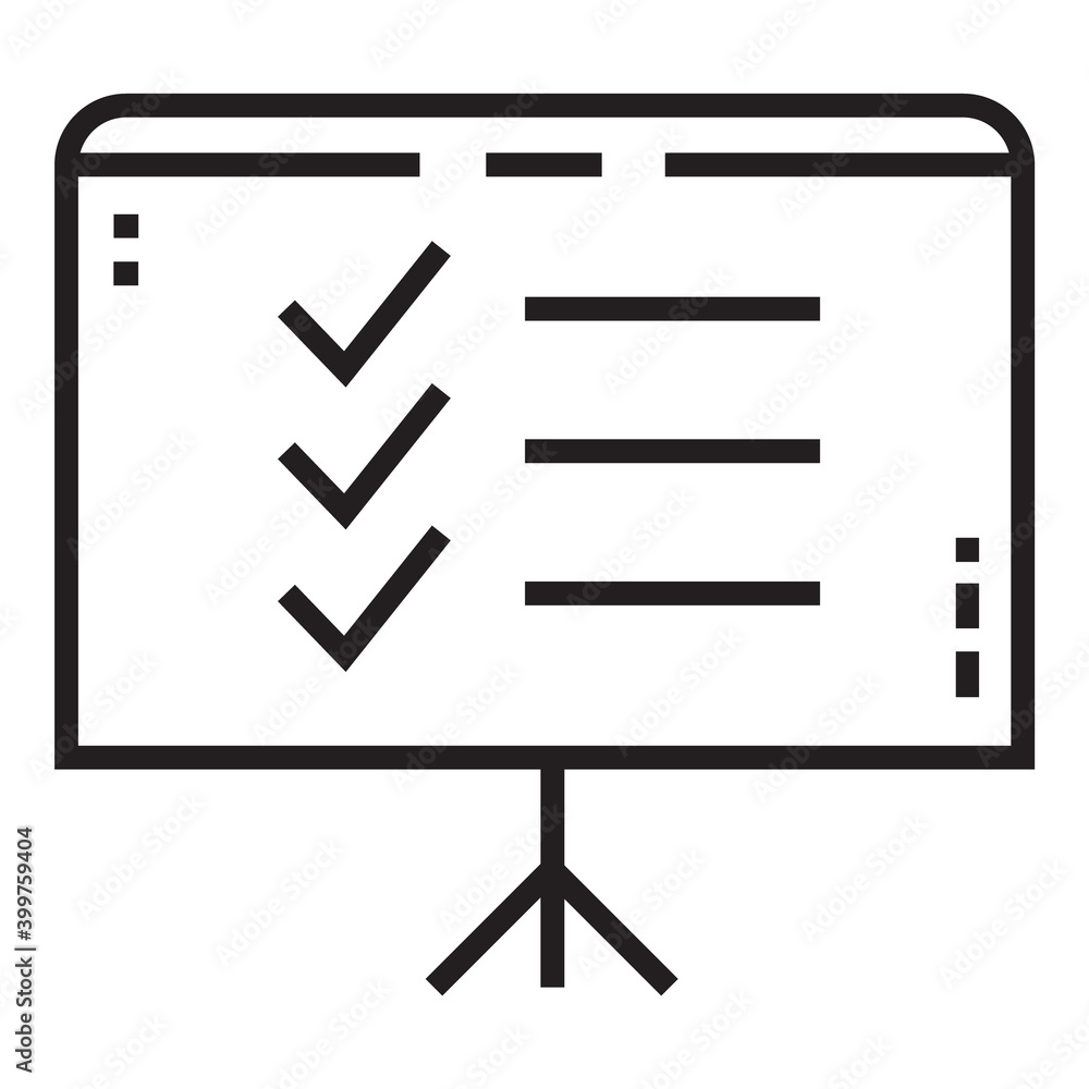 Presentation Business Goals Checklist Flat Icon Isolated On White Background Presentation Business Goals Checklist Flat Icon Isolated On White Background