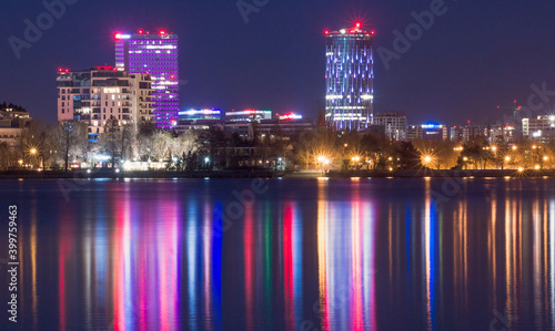 night view of the Bucharest city