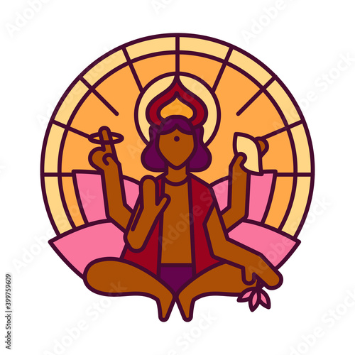 Web icon with figure of sun God Surya. Symbol of Pongal, Maghi or Makara Sankranti - vector pictogram photo