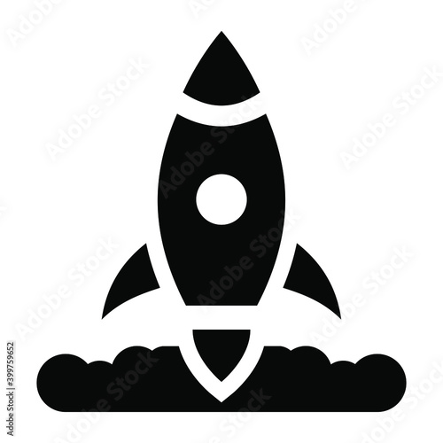 
Missile, rocket launcher icon in solid design.
