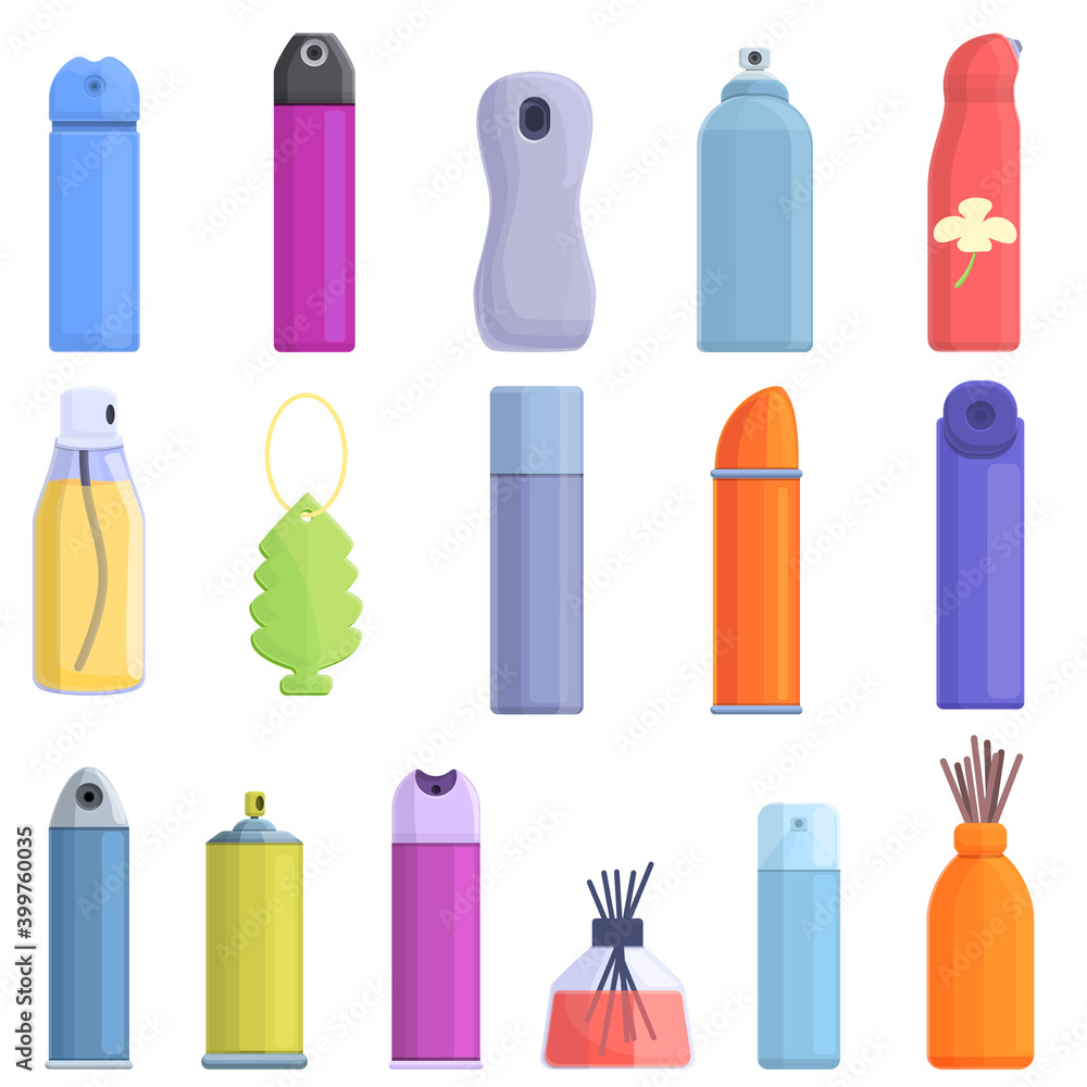 Air freshener icons set. Cartoon set of air freshener vector icons for web design Air freshener icons set. Cartoon set of air freshener vector icons for web design
