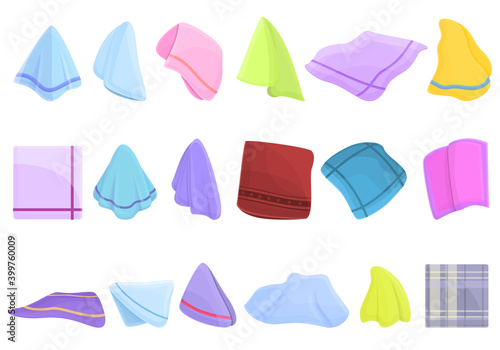 Handkerchief icons set. Cartoon set of handkerchief vector icons for web design