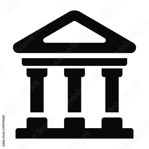 
A bank building icon in solid design
