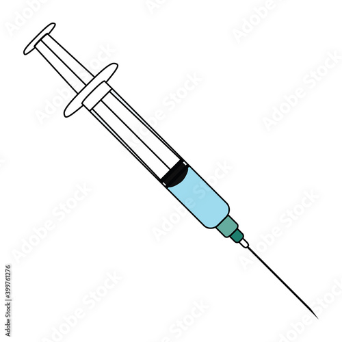 A syringe. Device for the introduction of various substances and solutions into the body. Vector illustration isolated on white background for design and web.