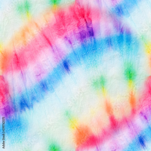Tie Dye Banner. Beautiful Fashion Tie Dye. Bright Watercolor Banner. Bright Seamless Design. Tie and Dye. Organic Hand Drawn Texture. Rainbow Artistic Dirty Art. Aquarelle Banner.