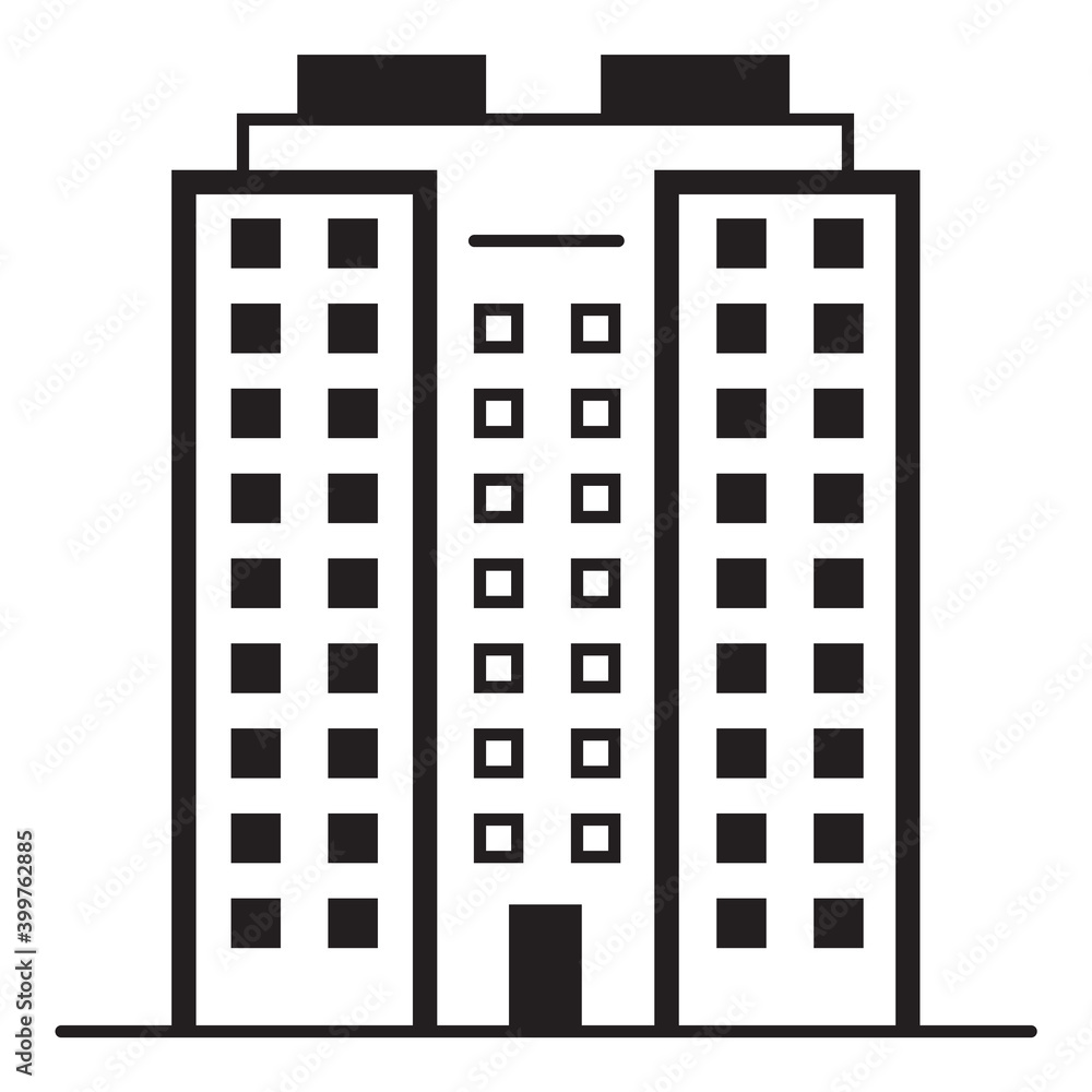 Skyscraper City Building Flat Icon Isolated On White Background