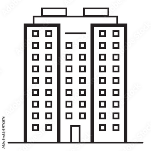 Skyscraper City Building Flat Icon Isolated On White Background