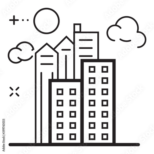 Skyscraper Cityscape Building Flat Icon Isolated On White Background