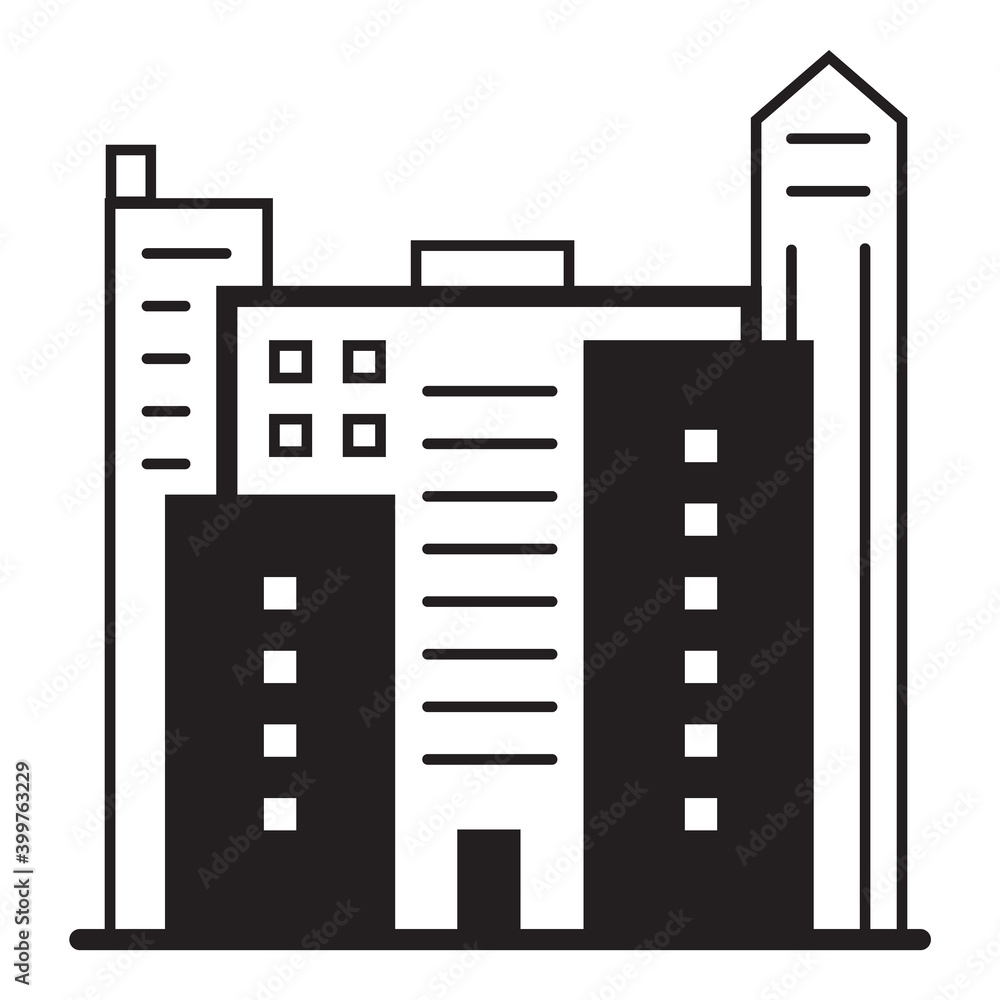 Skyscraper City Buildings Flat Icon Isolated On White Background Skyscraper City Buildings Flat Icon Isolated On White Background