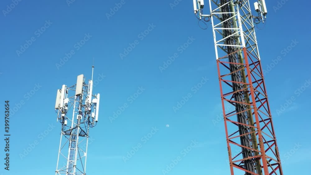 Footage 4k Broll Aerial drone view of tower antennas