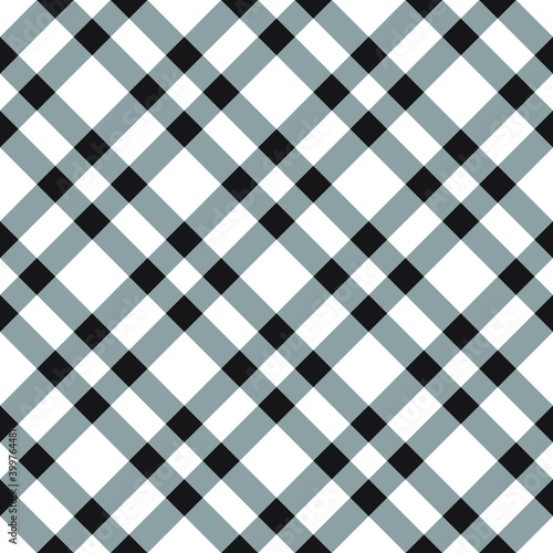 Vector seamless pattern of black checkered crossed plaid textile isolated on white background