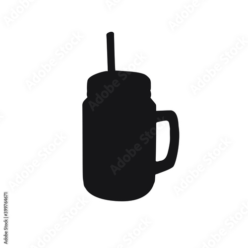 Vector hand drawn smoothie jar cup silhouette isolated on white background