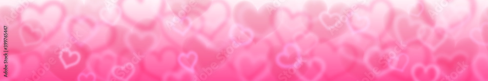 Banner with blurry hearts in pink colors with horizontal seamless repetition. Valentine's day illustration Banner with blurry hearts in pink colors with horizontal seamless repetition. Valentine's day illustration