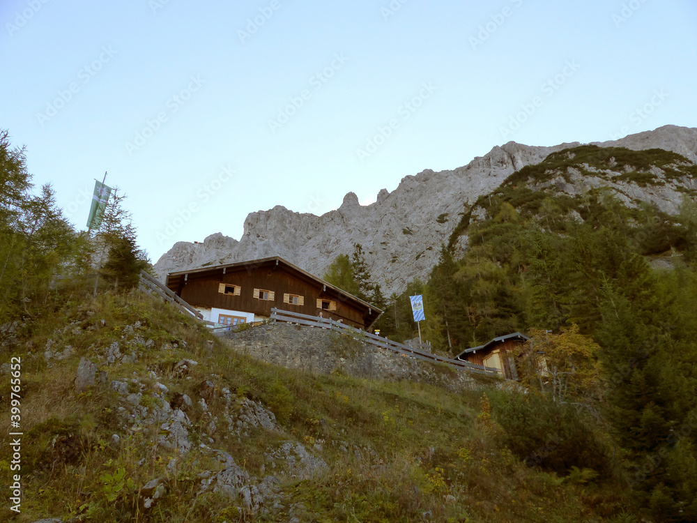 Mittenwalder Hütte at Heinrich-Noe-Steig via ferrata, Karwendel, Bavaria, Germany Mittenwalder Hütte at Heinrich-Noe-Steig via ferrata, Karwendel, Bavaria, Germany