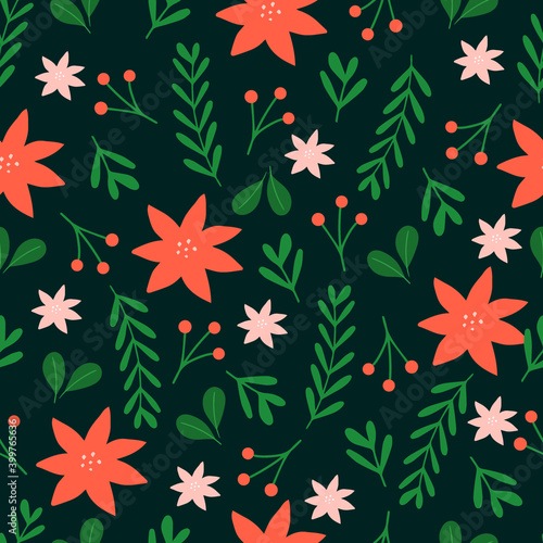 Christmas seamless pattern with Pine tree.Holiday background.