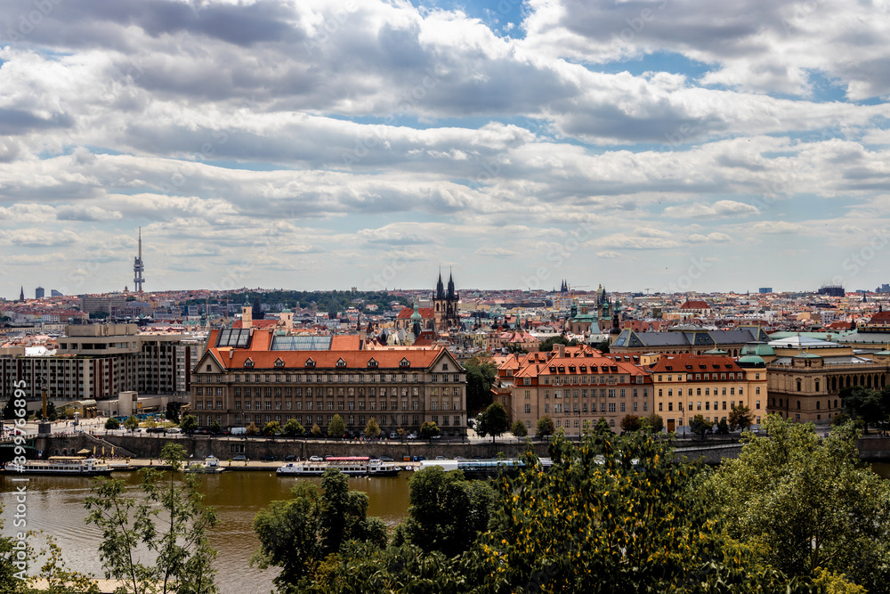 Prague city panorama. City view from above