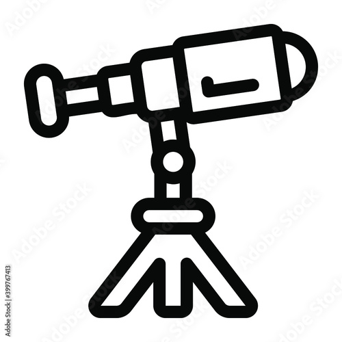 
A telescope icon in solid design, astrophysics vector 
