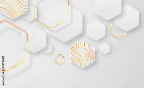 Abstract gold white 3d geometric shape background