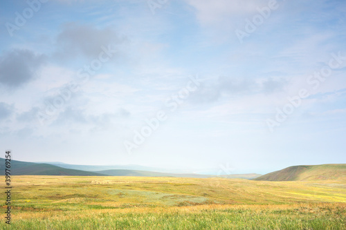 Agricultural fields on a spring morning.