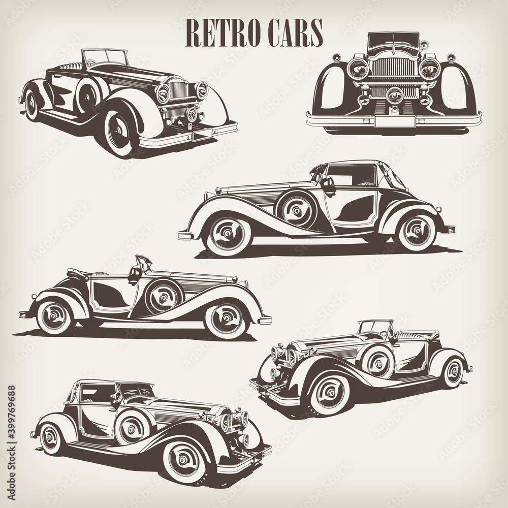 Obraz premium Set of retro car.