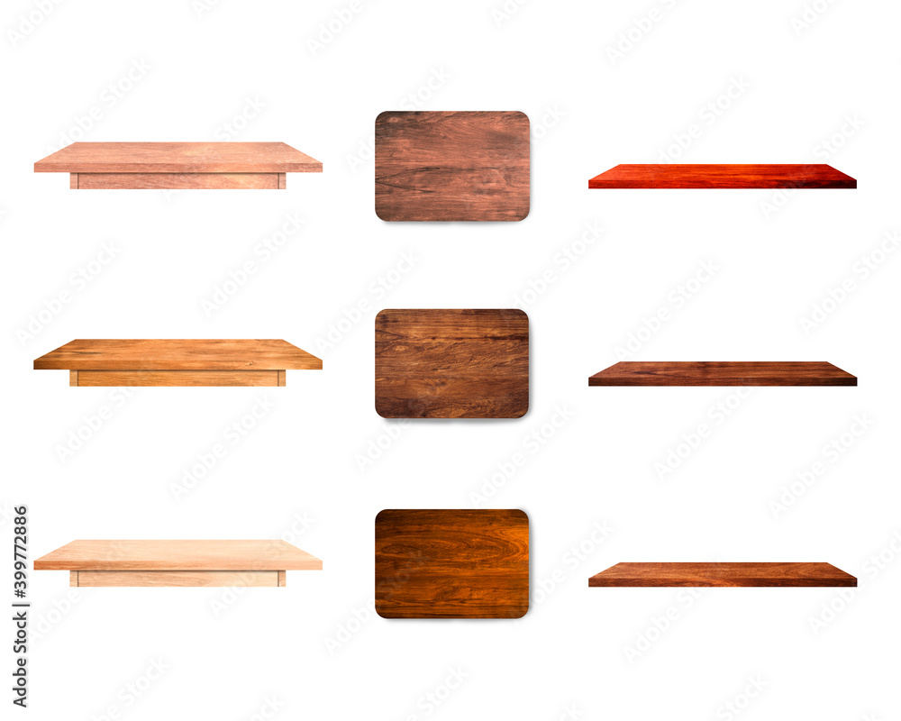 Group of table board and shelf isolated on white background with clipping path for work or design Group of table board and shelf isolated on white background with clipping path for work or design