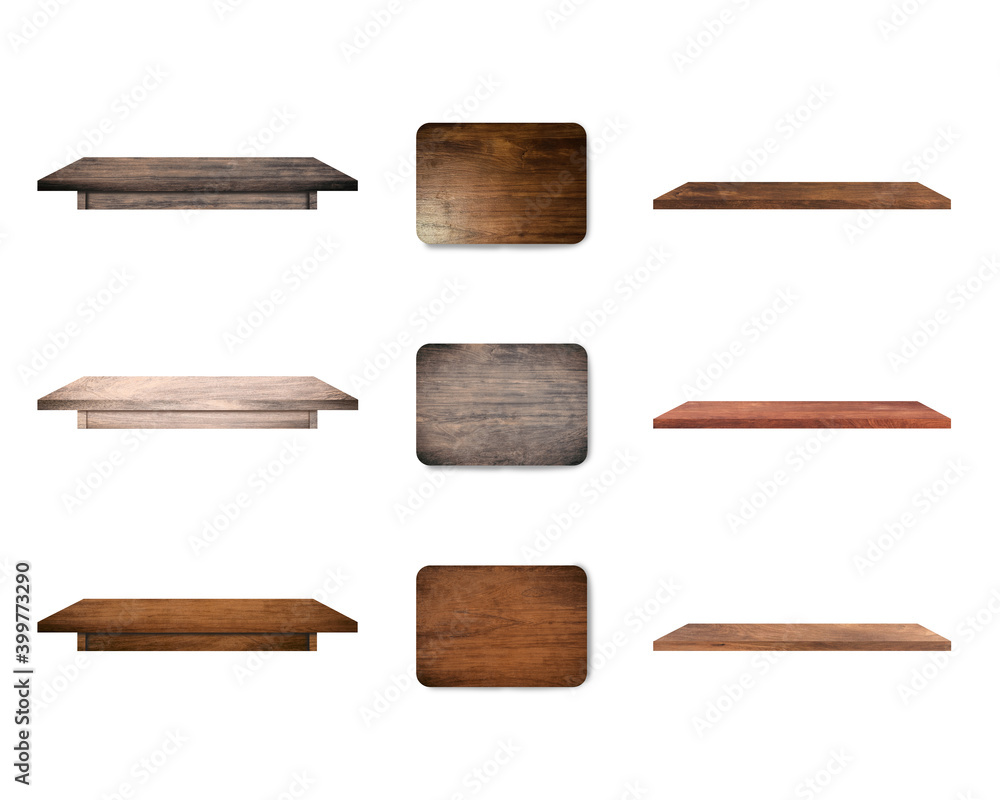 wooden various of table board and shelf isolated on white background with clipping path wooden various of table board and shelf isolated on white background with clipping path