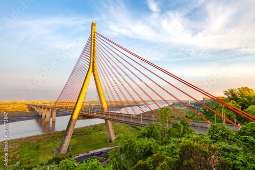 Obraz na płótnie Kaohsiung, Taiwan, provides a highway vehicle crossing the bridge between Kaohsiung and Pingtung