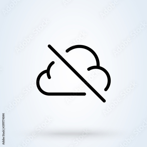 backup data Stop sign line icon or logo. Cloud sync or cloud refresh concept. Prohibited Data Storage Cloud vector linear illustration.