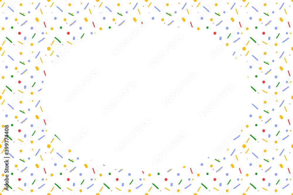 Frame made of colored Christmas confetti, inside an oval for text Frame made of colored Christmas confetti, inside an oval for text