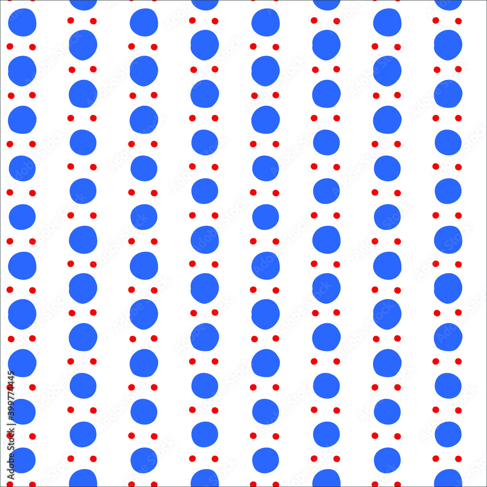 Seamless pattern of blue and red circle chains