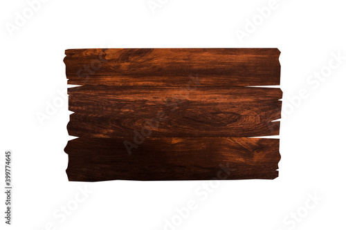 Fototapeta Naklejka Na Ścianę i Meble -  Front view of old wooden sign isolated on white background with clipping path for design