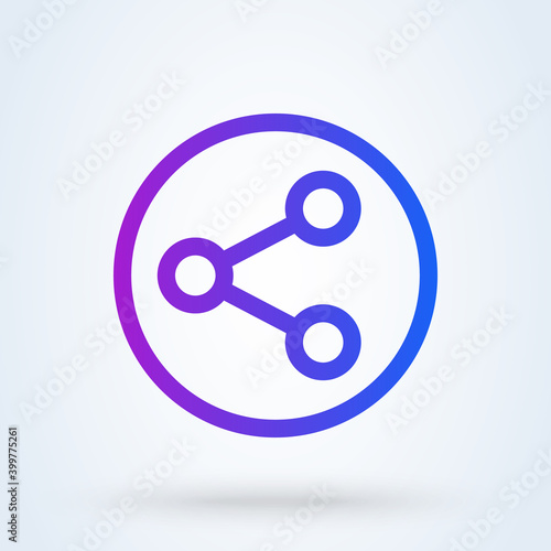 share sign line icon or logo. file sharing concept. Share Social networking service vector linear illustration.