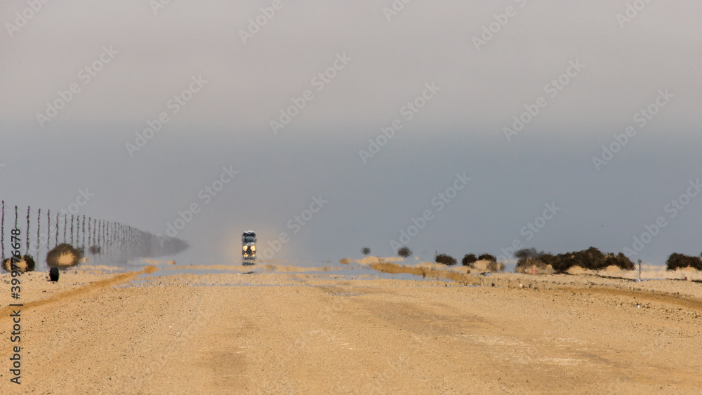 Mirage seen while crossing the Namib Desert