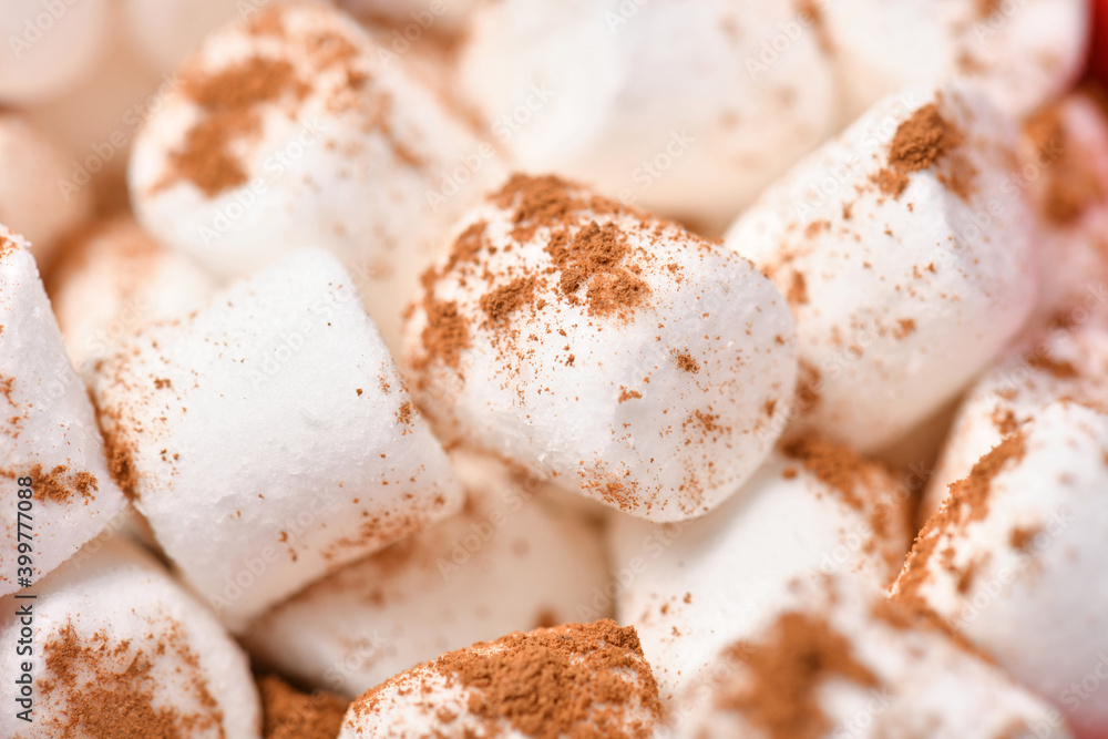 sweet food top view background for merry christmas or new year holiday decoration - marshmallow with cocoa powder for coffee or latte drink sweet food top view background for merry christmas or new year holiday decoration - marshmallow with cocoa powder for coffee or latte drink