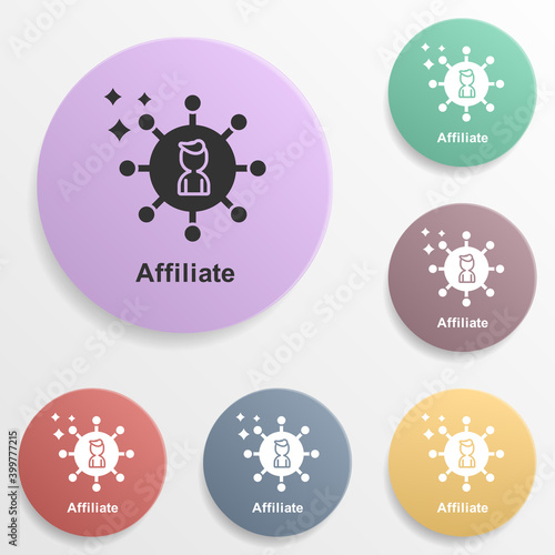 Online marketing  affiliate badge color set icon. Simple glyph  flat vector of online marketing icons for ui and ux  website or mobile application