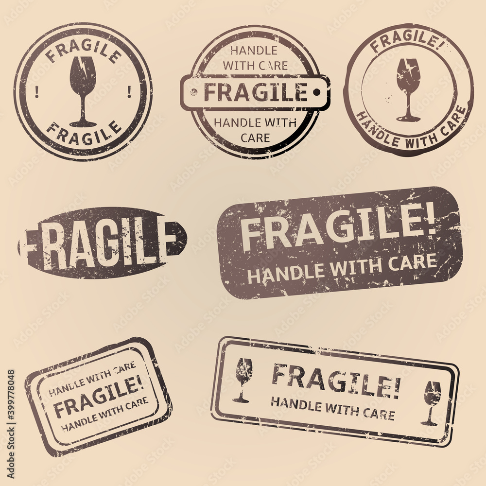 Vector Set of Realistic Fragile Stamps
