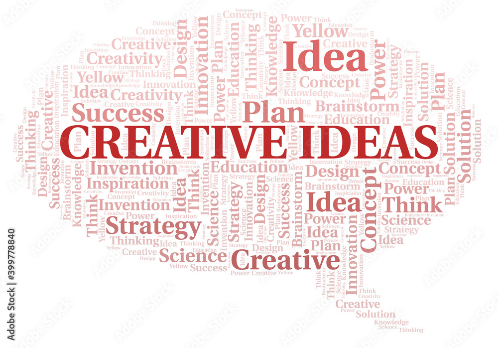 Creative Ideas typography word cloud create with the text only.