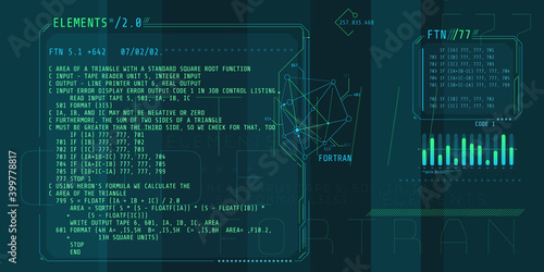 HUD interface elements with part of the code Fortran.