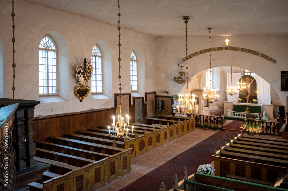 Fototapeta premium The interior of a small church in the town of Bauska. Latvia