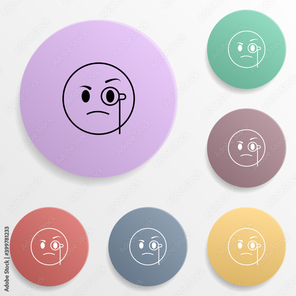 Scrutinizes emoji badge color set icon. Simple glyph, flat vector of emoji icons for ui and ux, website or mobile application Scrutinizes emoji badge color set icon. Simple glyph, flat vector of emoji icons for ui and ux, website or mobile application