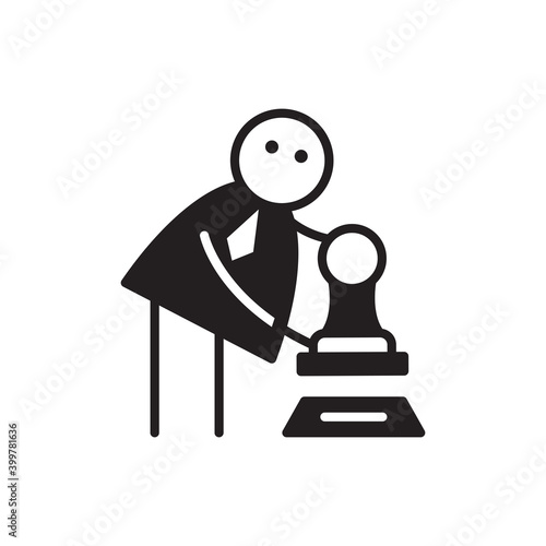 doodle character holding stamp vector