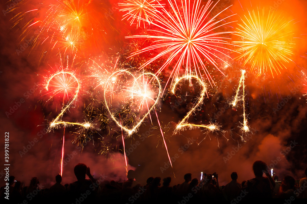 Obraz premium 2021 new year party written with fireworks as a background