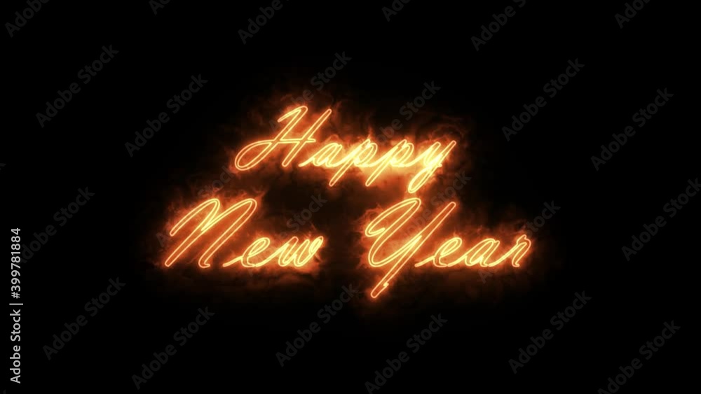 Gold Happy New Year brush lettering text on black background Gold Happy New Year brush lettering text on black background