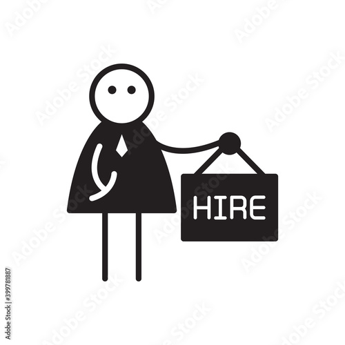 doodle character holding hire signage 