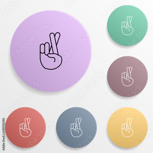 To cross fingers emoji badge color set icon. Simple glyph, flat vector of emoji icons for ui and ux, website or mobile application