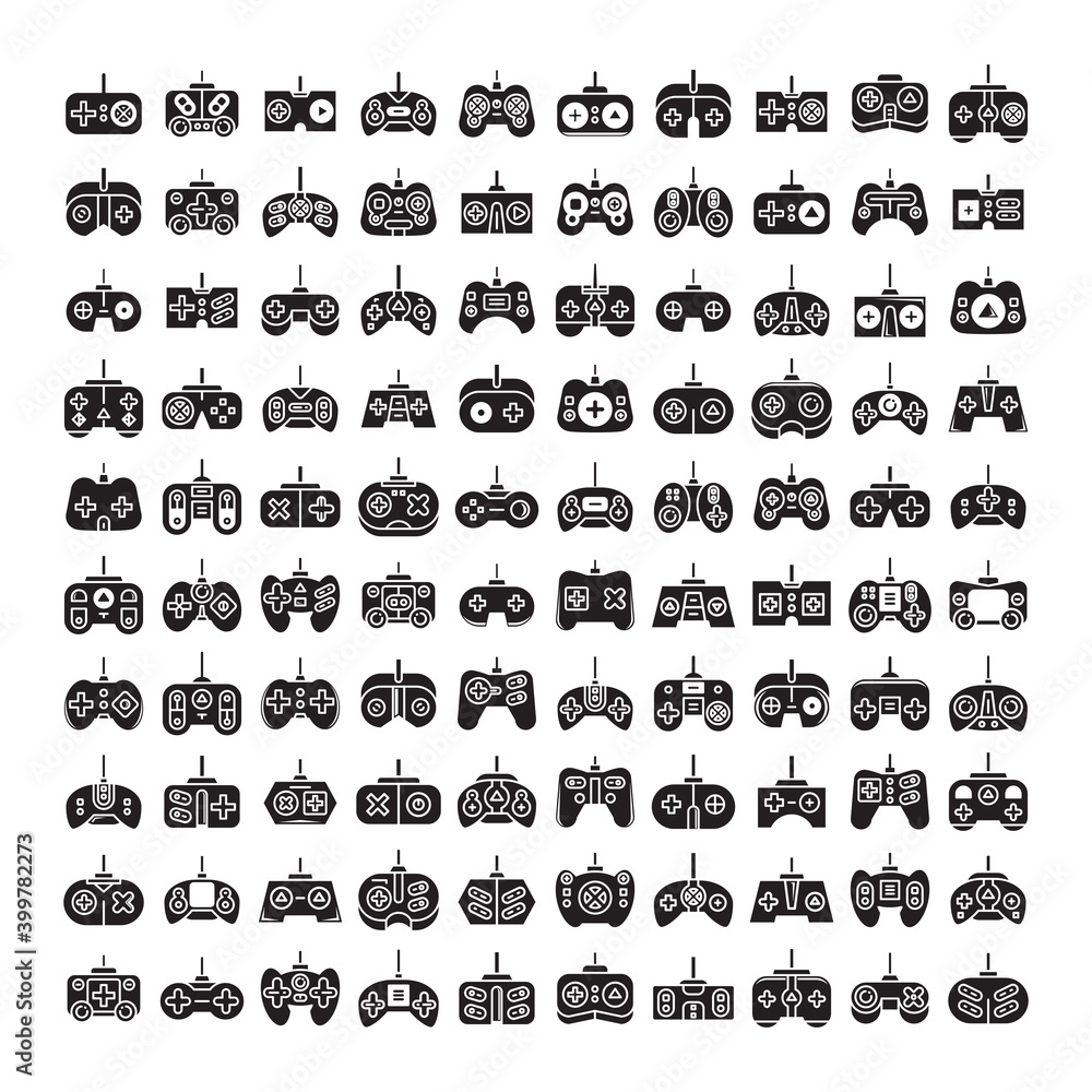 gamepad and game controller icons glyph design gamepad and game controller icons glyph design